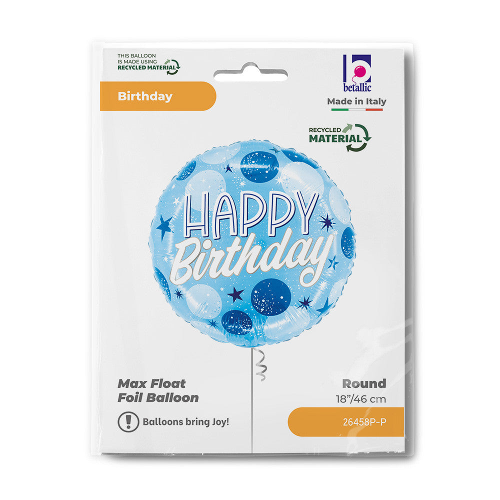 Daudz laimes dzimšanas dienā, zila dzirksts, folijas balons, 46 cm