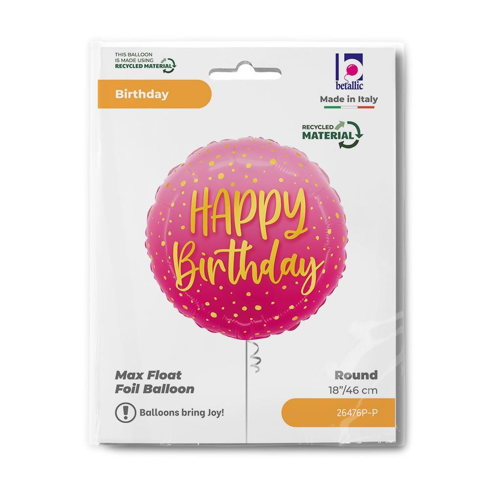 Rozā folijas balons "Dzimšanas diena" 46 cm