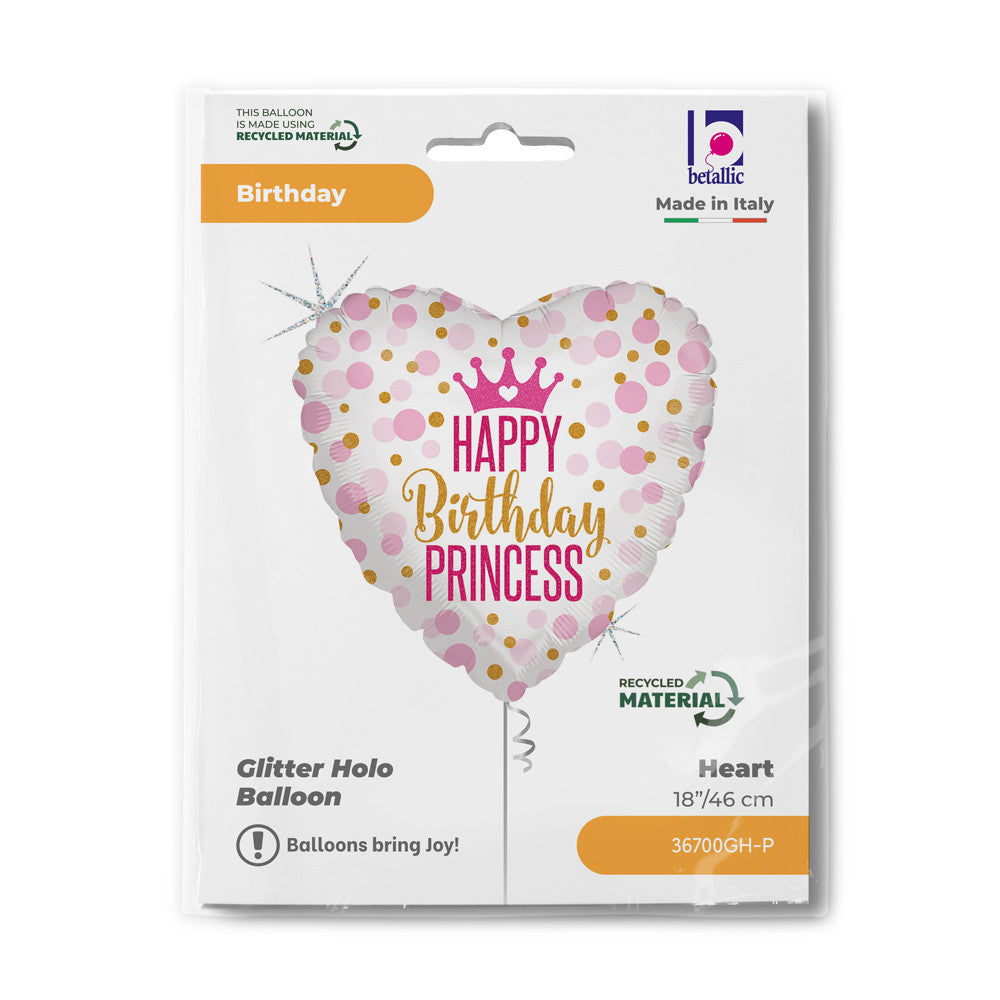 Folijas balons "Dzimšanas diena, mirdzoša princese", 46 cm