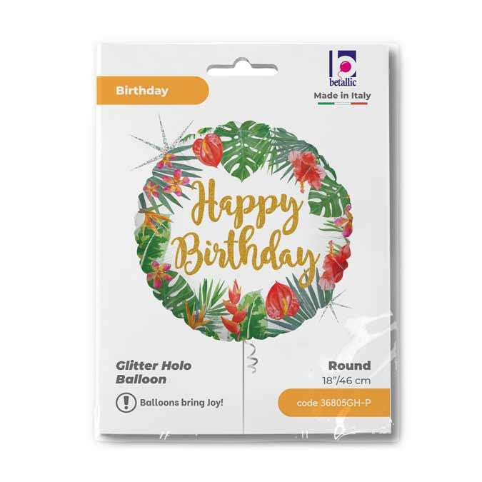 Tropu formas folijas balons "Dzimšanas diena" 46 cm
