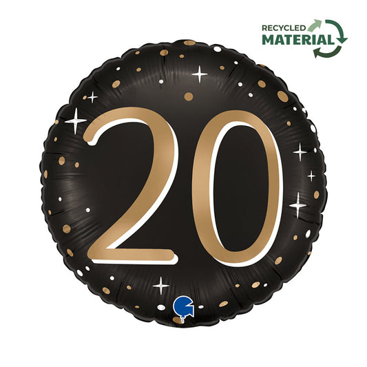 Dzirkstošs 20 folijas balons "Dzimšanas diena" 46 cm
