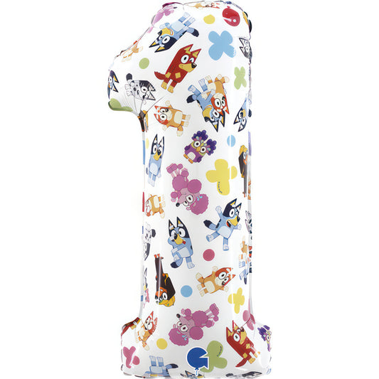 Zilo draugu 1. numura folijas balons 66 cm