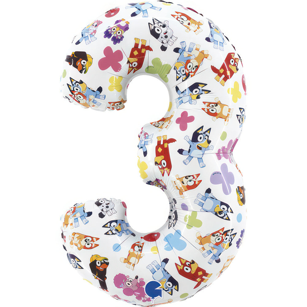 Bluey Friends folijas balons "Cipars 3", 66 cm