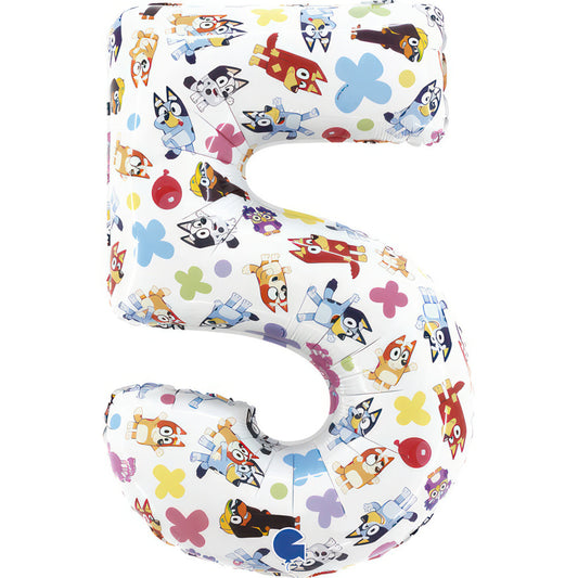 Bluey Friends folijas balons "Cipars 5", 66 cm