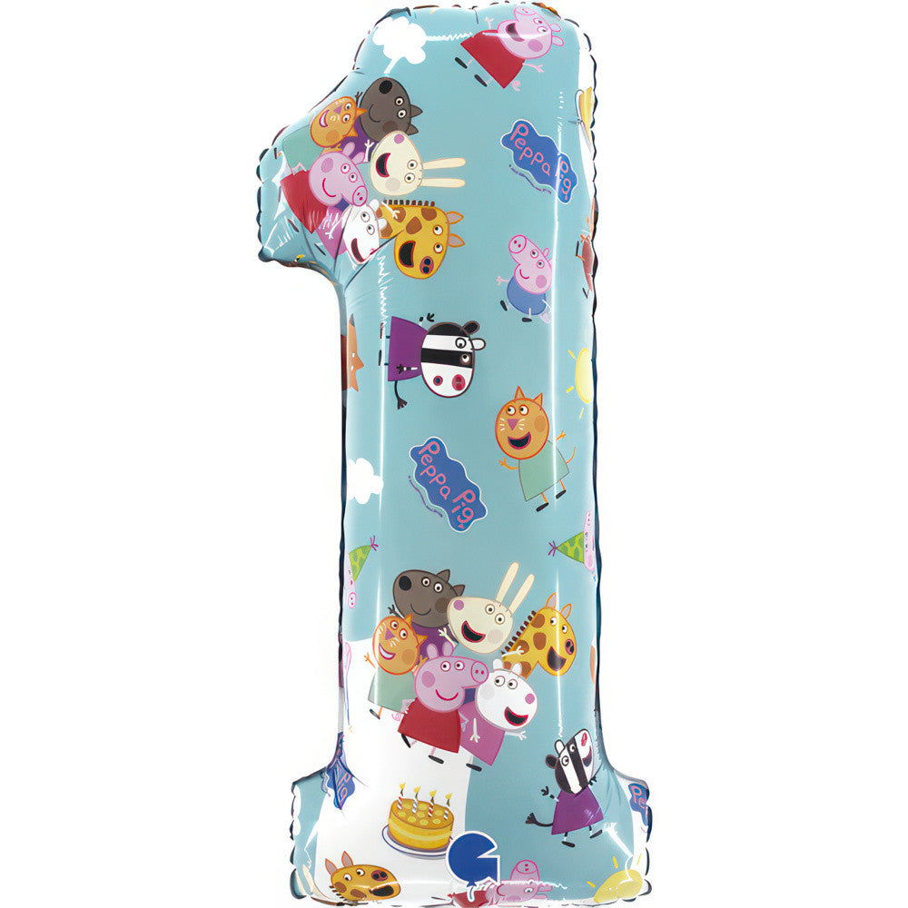 Peppa Pig zils cipars 1 folijas balons 66 cm