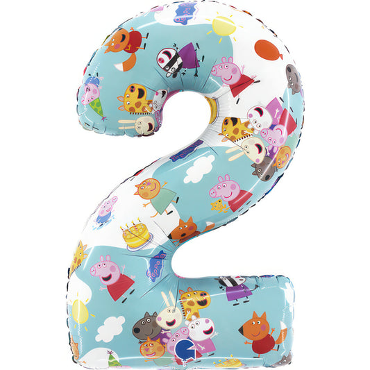 Peppa Pig zils cipars 2 folijas balons 66 cm
