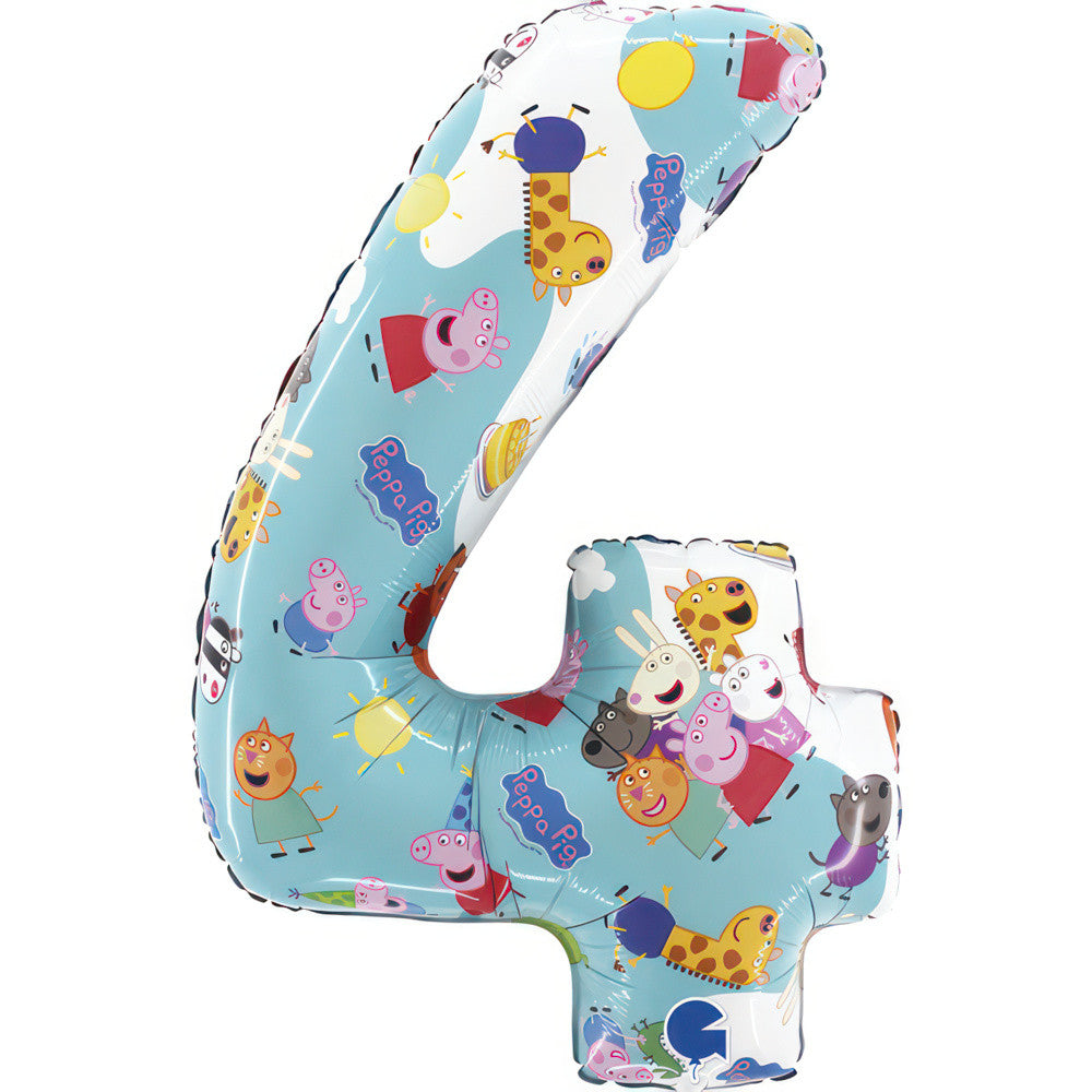 Peppa Pig zils folijas balons ar numuru 4, 66 cm