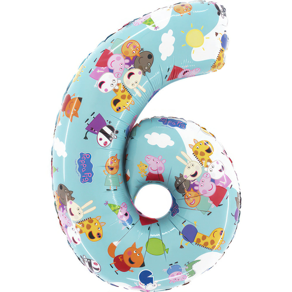 Peppa Pig zils folijas balons ar numuru 66 cm