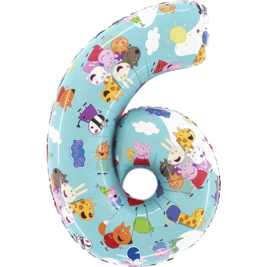 Peppa Pig zils folijas balons ar numuru 66 cm
