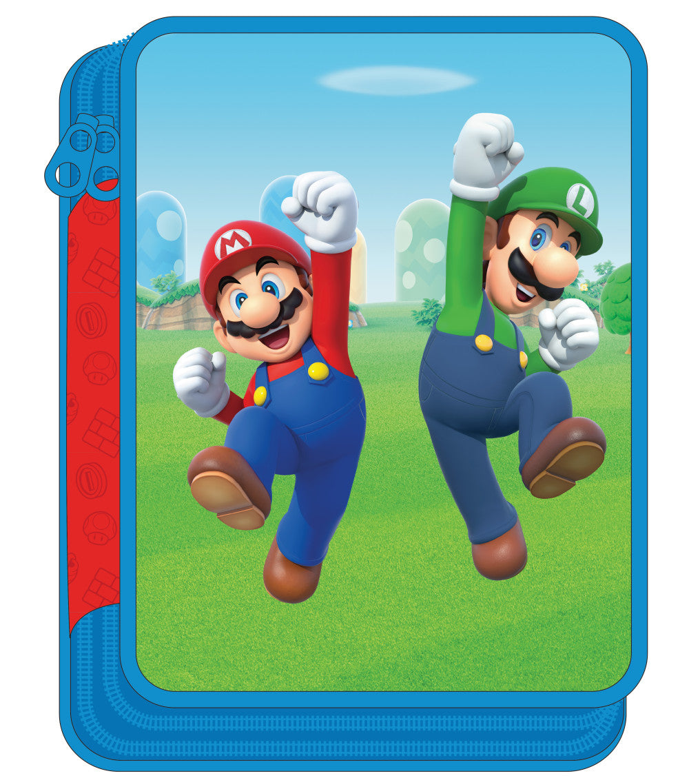 Super Mario Jump pildītais zīmuļu maciņš ar 2 slāņiem