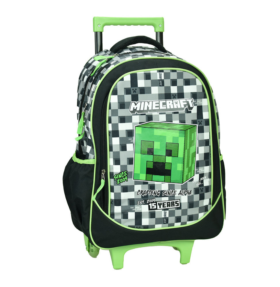 Minecraft pelēka akmens riteņsoma skolas soma 46 cm