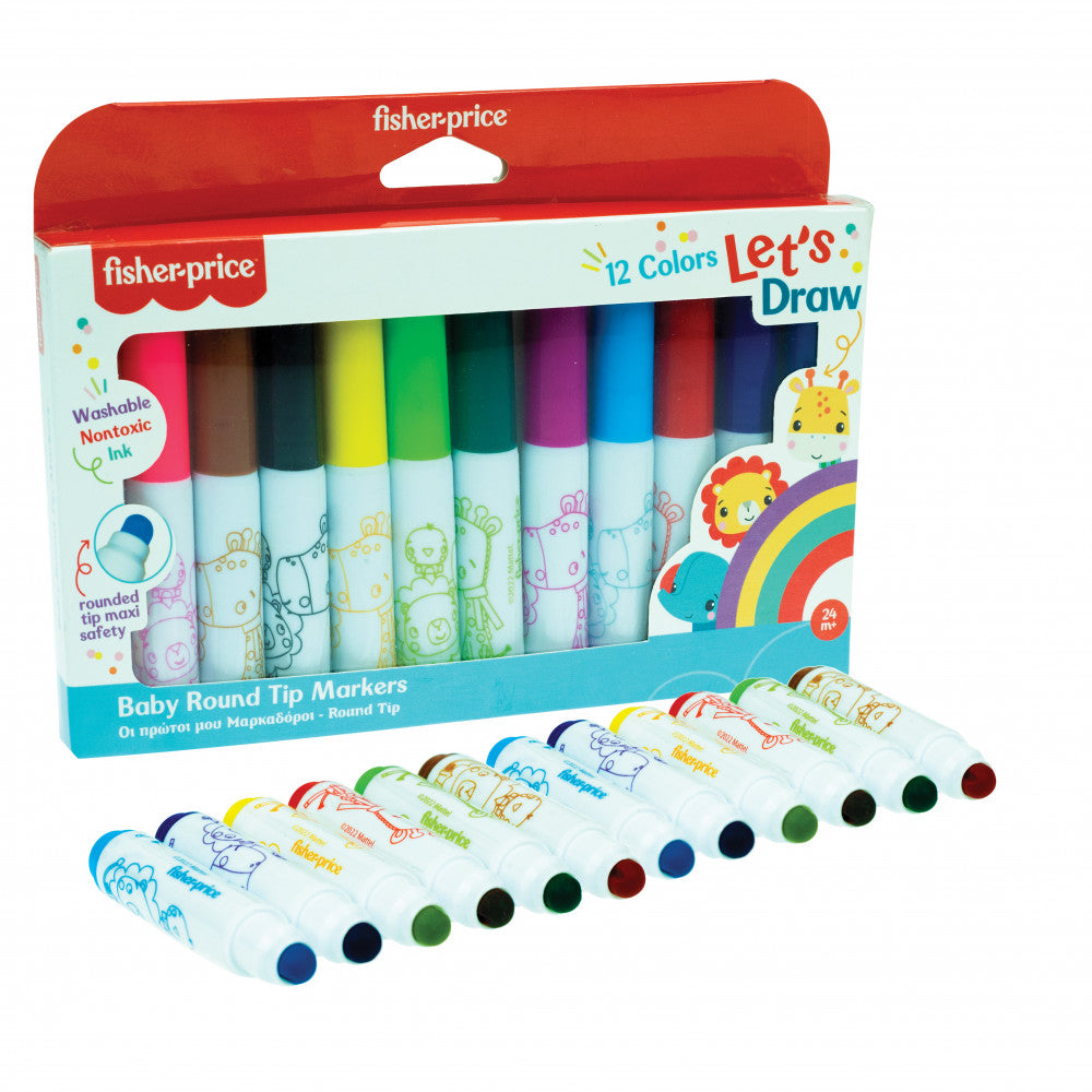 Fisher-Price Let's Draw mazgājami marķieri 12 gab.