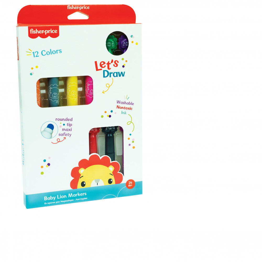 Fisher-Price Let's Draw mazgājami marķieri, 12 gab.