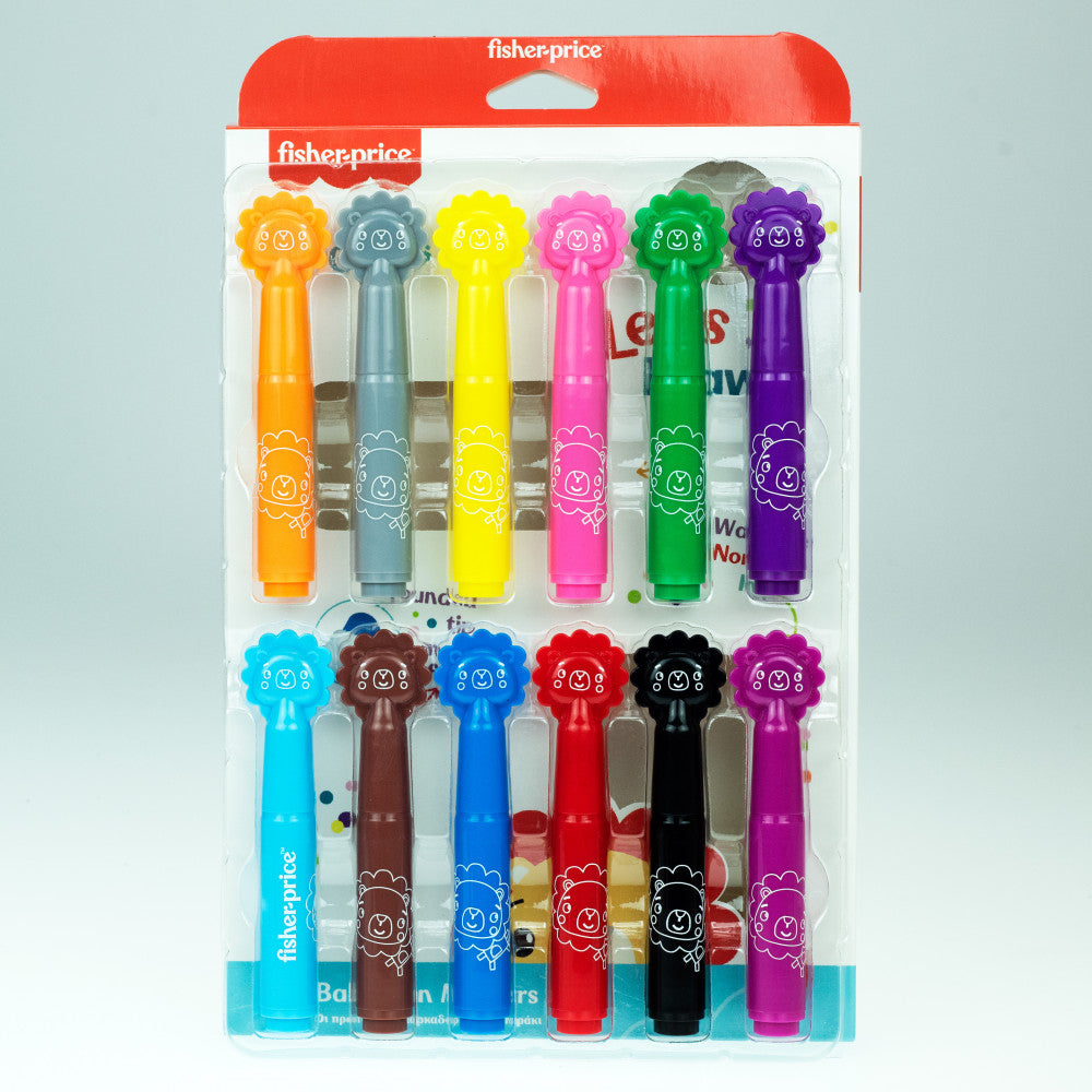 Fisher-Price Let's Draw mazgājami marķieri, 12 gab.