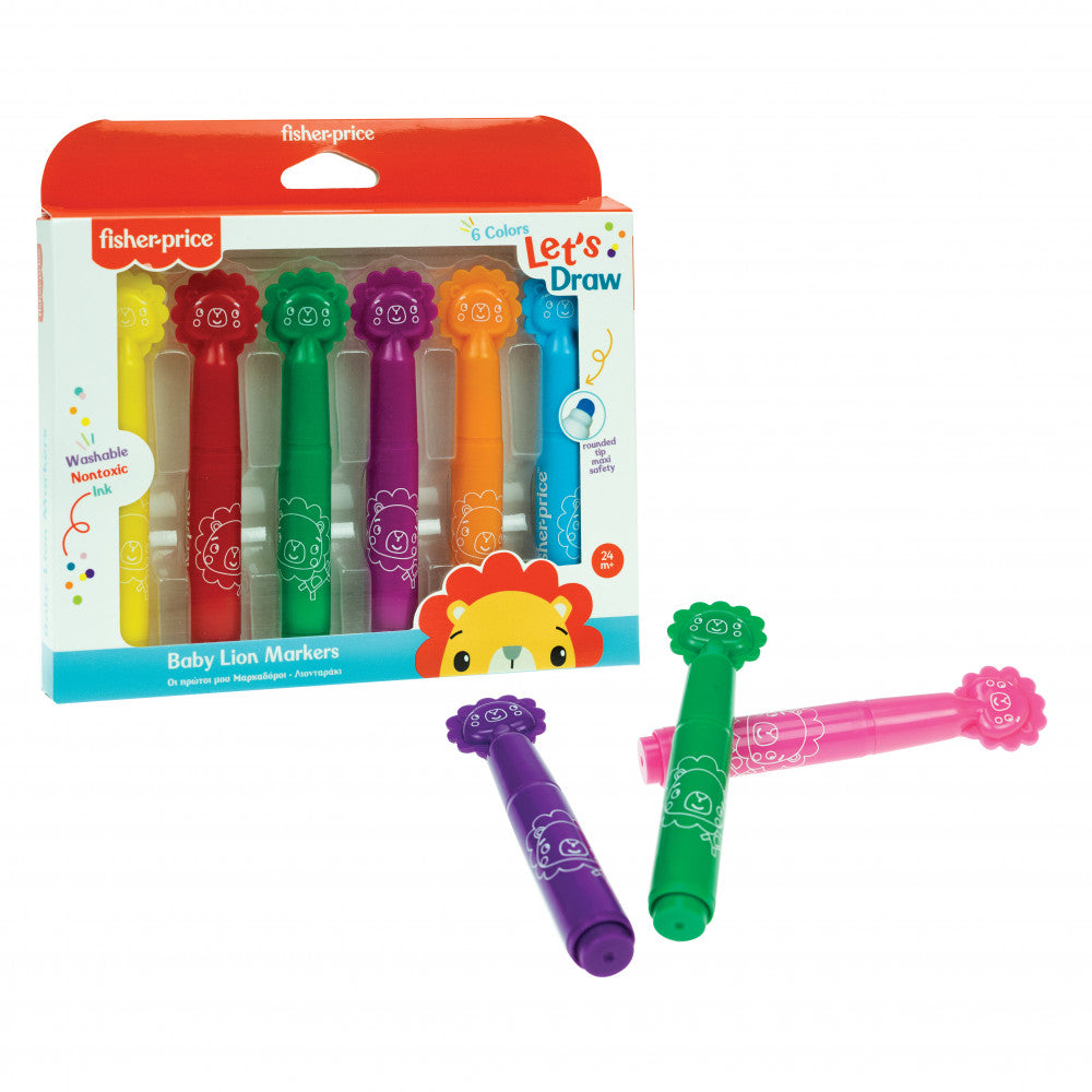 Fisher-Price Let's Draw mazgājami marķieri, 6 gab. komplektā
