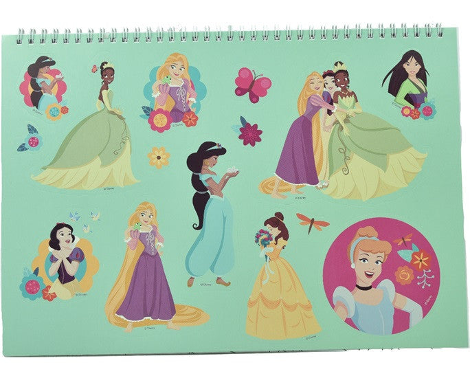Disney Princess Spring A/4 spirālveida skicēšanas burtnīca ar 40 lapām un uzlīmēm