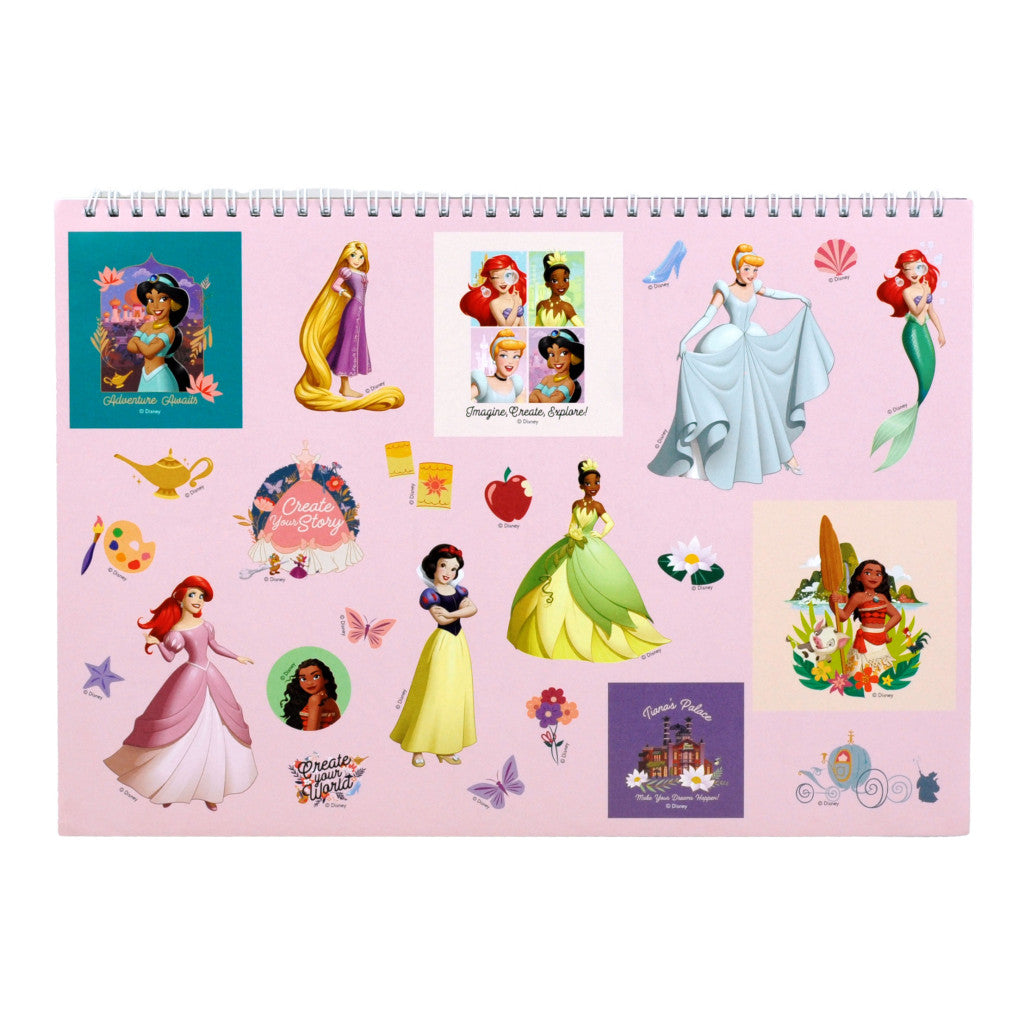 Disney Princess Your World A/4 spirālveida skicēšanas burtnīca ar 40 lapām un uzlīmēm