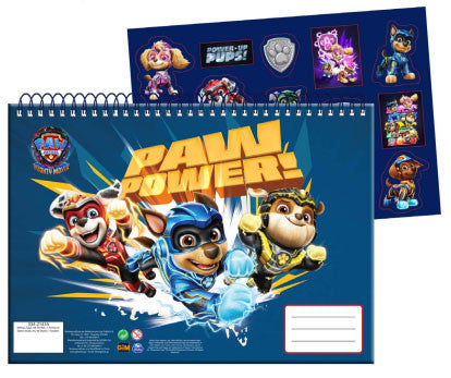 Ķepu patruļa Power Up A4 spirālveida skicēšanas bloks ar uzlīmēm, 40 lapas