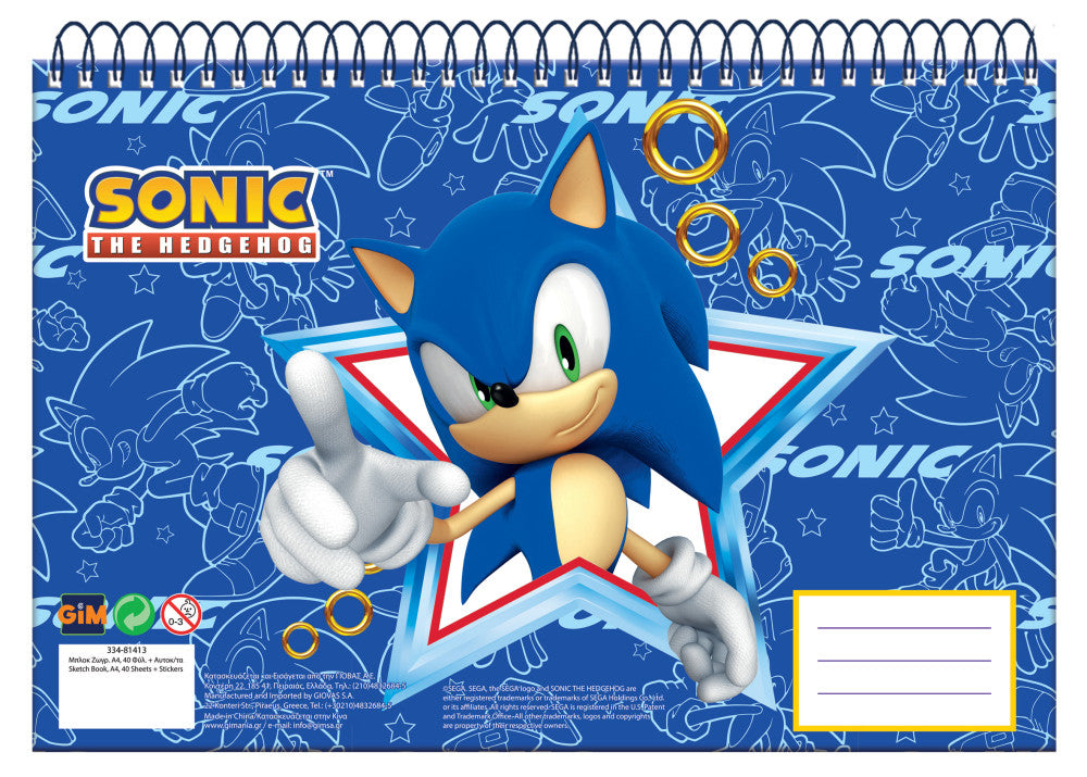 Sonic the Hedgehog Rush Sonic the Hedgehog A/4 spirālveida skicēšanas burtnīca, 30 lapas