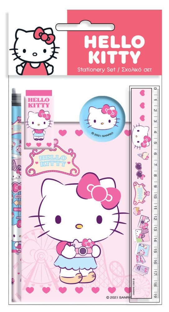 Hello Kitty ceļojumu kancelejas piederumu komplekts ar 5 daļām