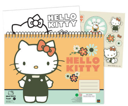 Hello Kitty Stay Sunny A/4 spirālveida skicēšanas burtnīca ar 40 lapām un uzlīmēm