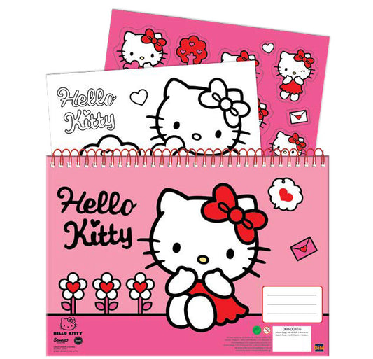 Hello Kitty Sweetheart A/4 spirālveida skicēšanas burtnīca ar 40 lapām un uzlīmēm