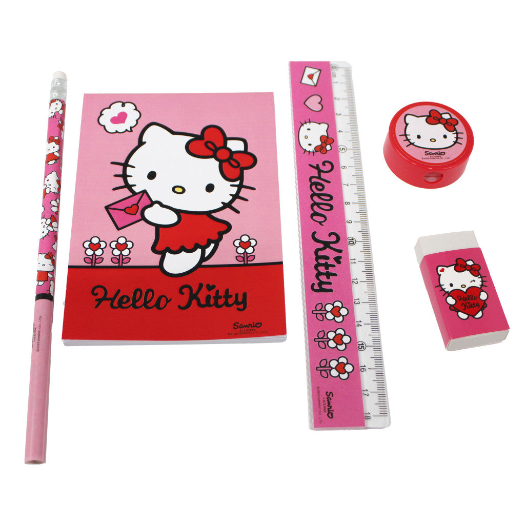 Hello Kitty Sweetheart 5 daļu kancelejas piederumu komplekts