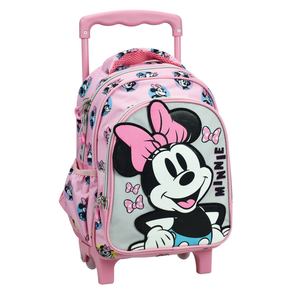 Disney Minnie Pretty in Pink bērnu mugursoma ar ritošo daļu, soma 30 cm