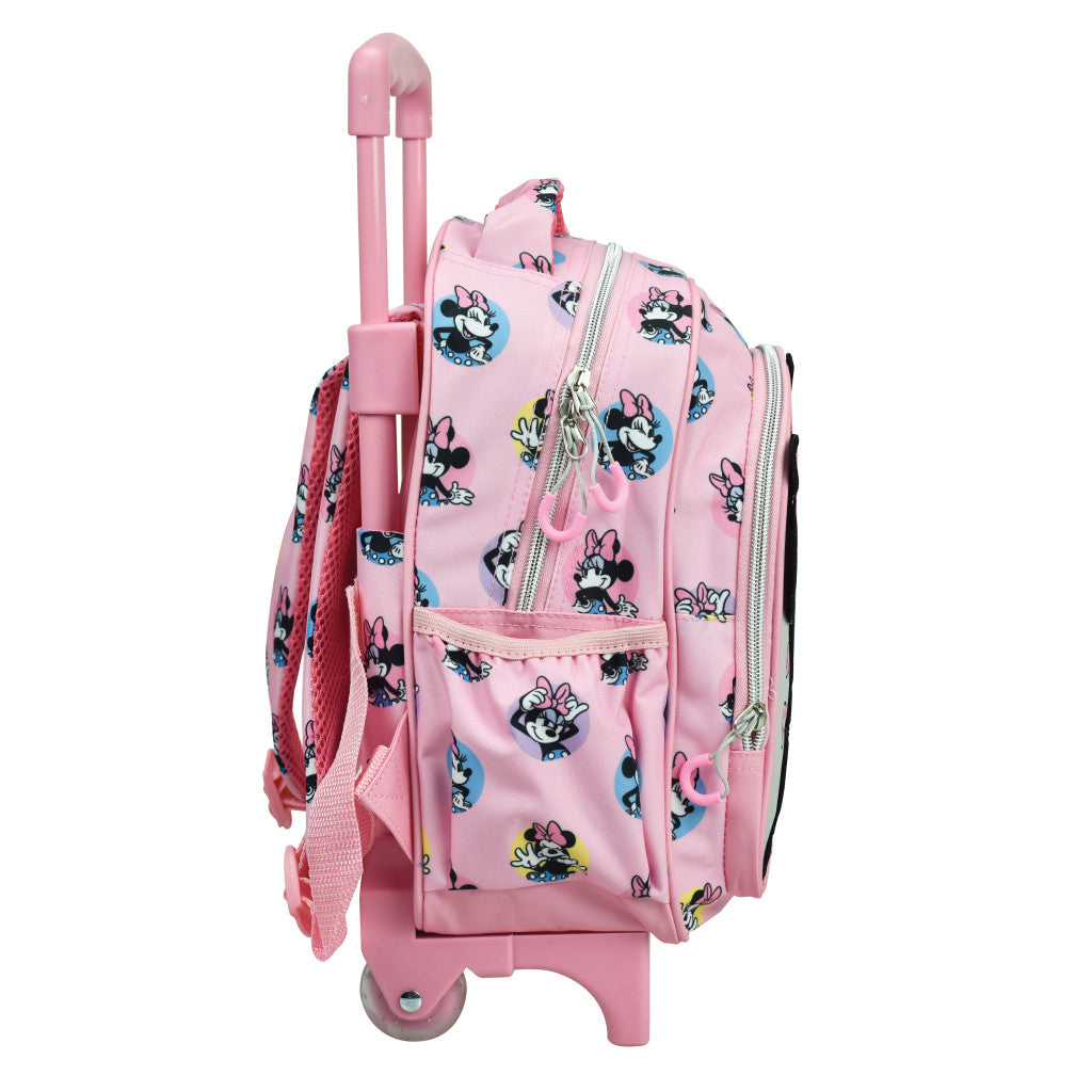 Disney Minnie Pretty in Pink bērnu mugursoma ar ritošo daļu, soma 30 cm