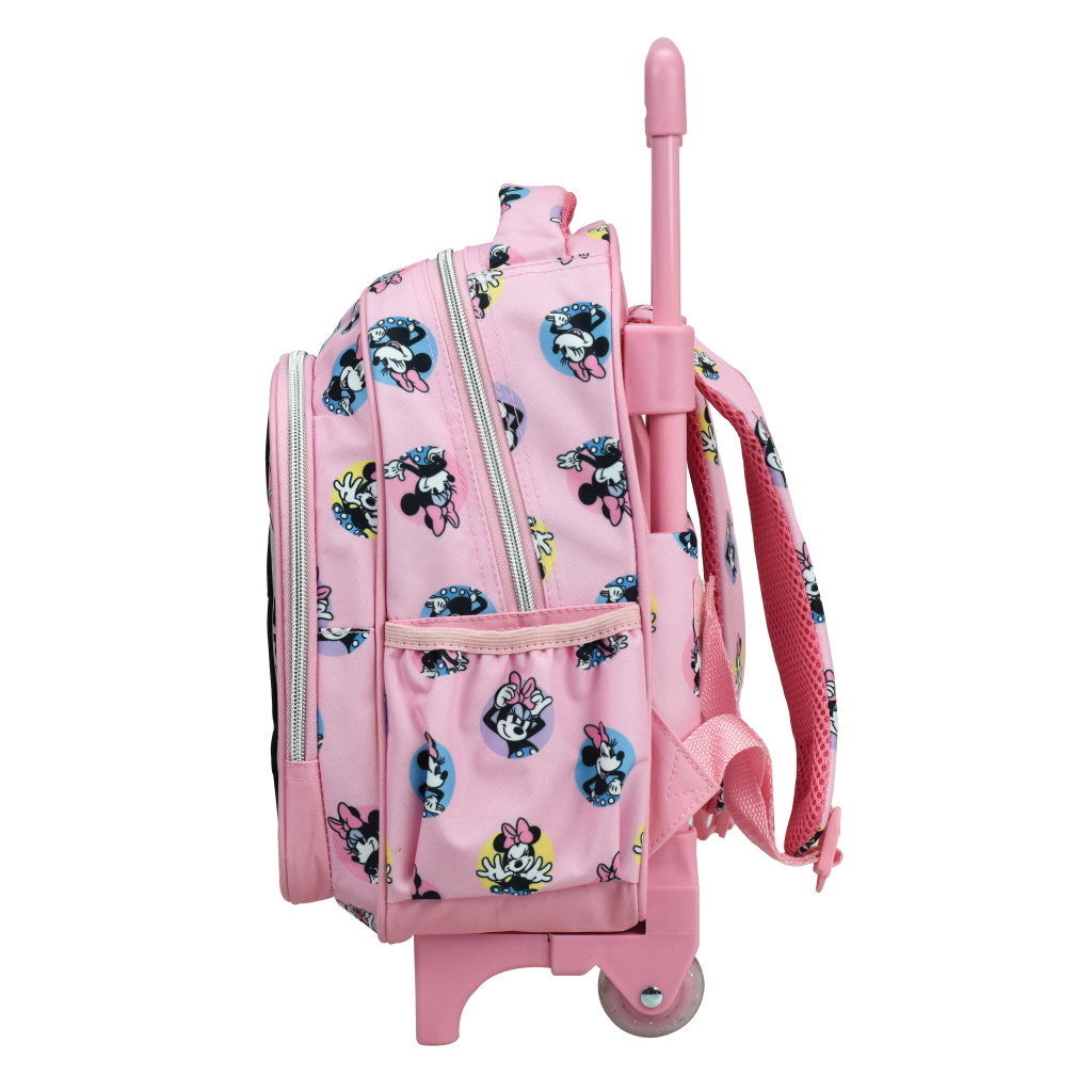 Disney Minnie Pretty in Pink bērnu mugursoma ar ritošo daļu, soma 30 cm
