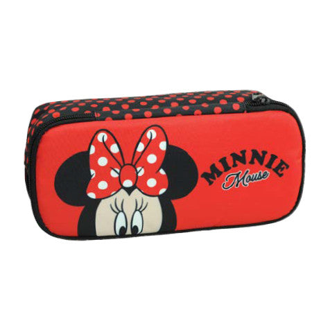 Disney Minnie sarkano punktu zīmuļu maciņš ar 2 nodalījumiem, 26 cm