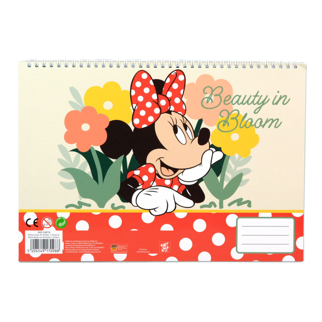 Disney Minnie Nomadic Spirit A/4 spirālveida skicēšanas burtnīca ar 40 lapām un uzlīmēm