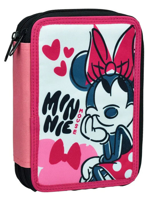 Disney Minnie ar melnrakstu pildītu zīmuļu maciņu, 2 slāņi
