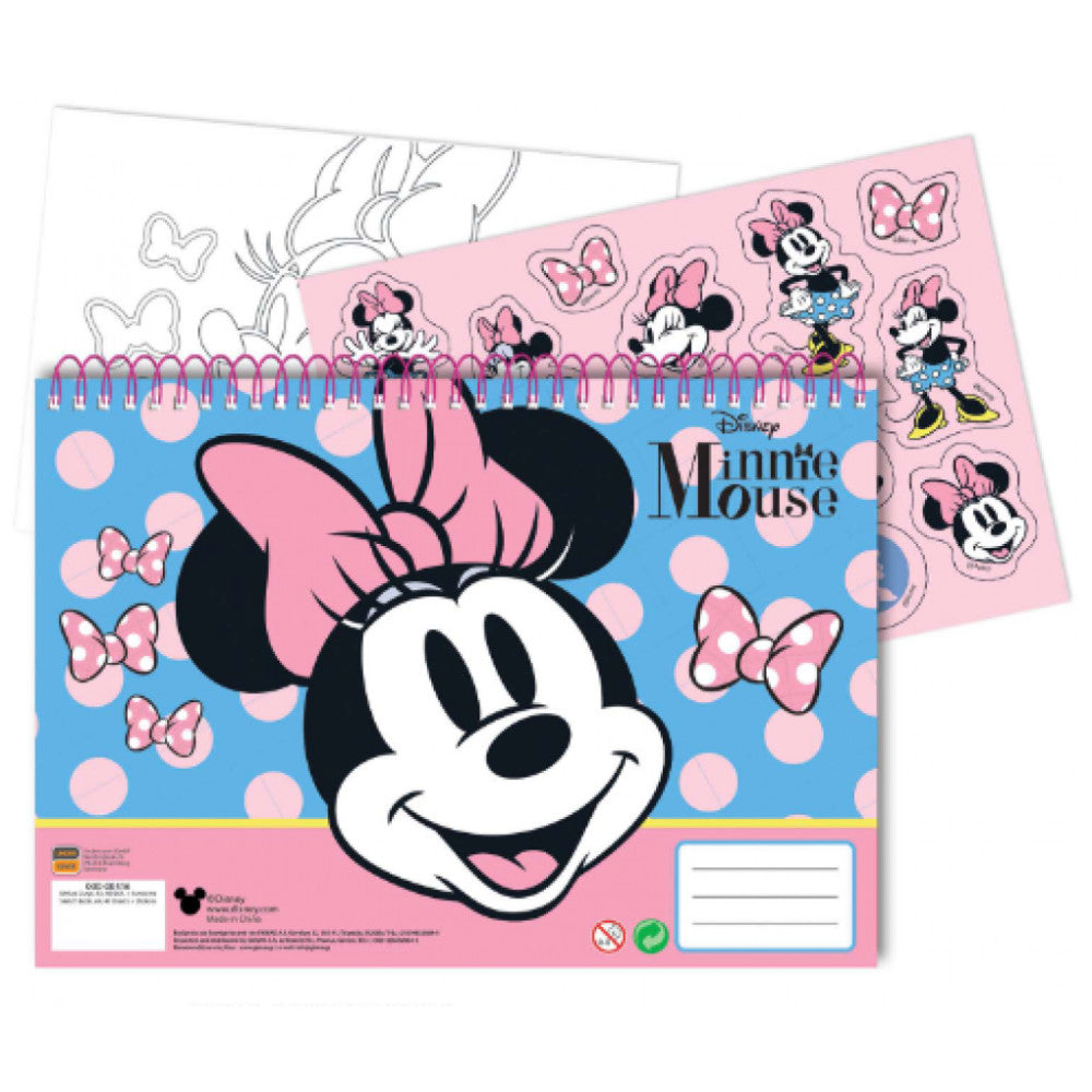 Disney Minnie Joy A/4 spirālveida skicēšanas burtnīca ar 40 lapām un uzlīmēm