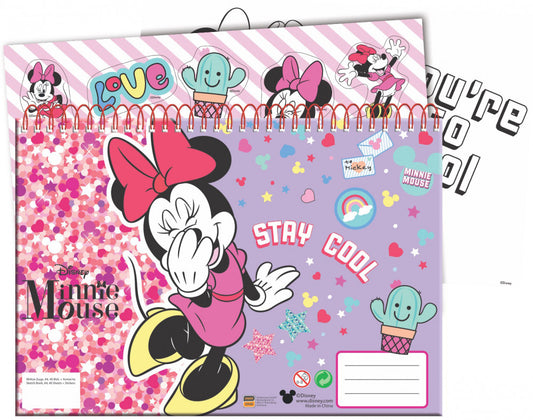 Disney Minnie Smiles A/4 spirālveida skicēšanas burtnīca ar 40 lapām un uzlīmēm
