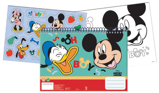 Disney Mickey Oh Boy A/4 spirālveida skicēšanas burtnīca ar 40 lapām un uzlīmēm