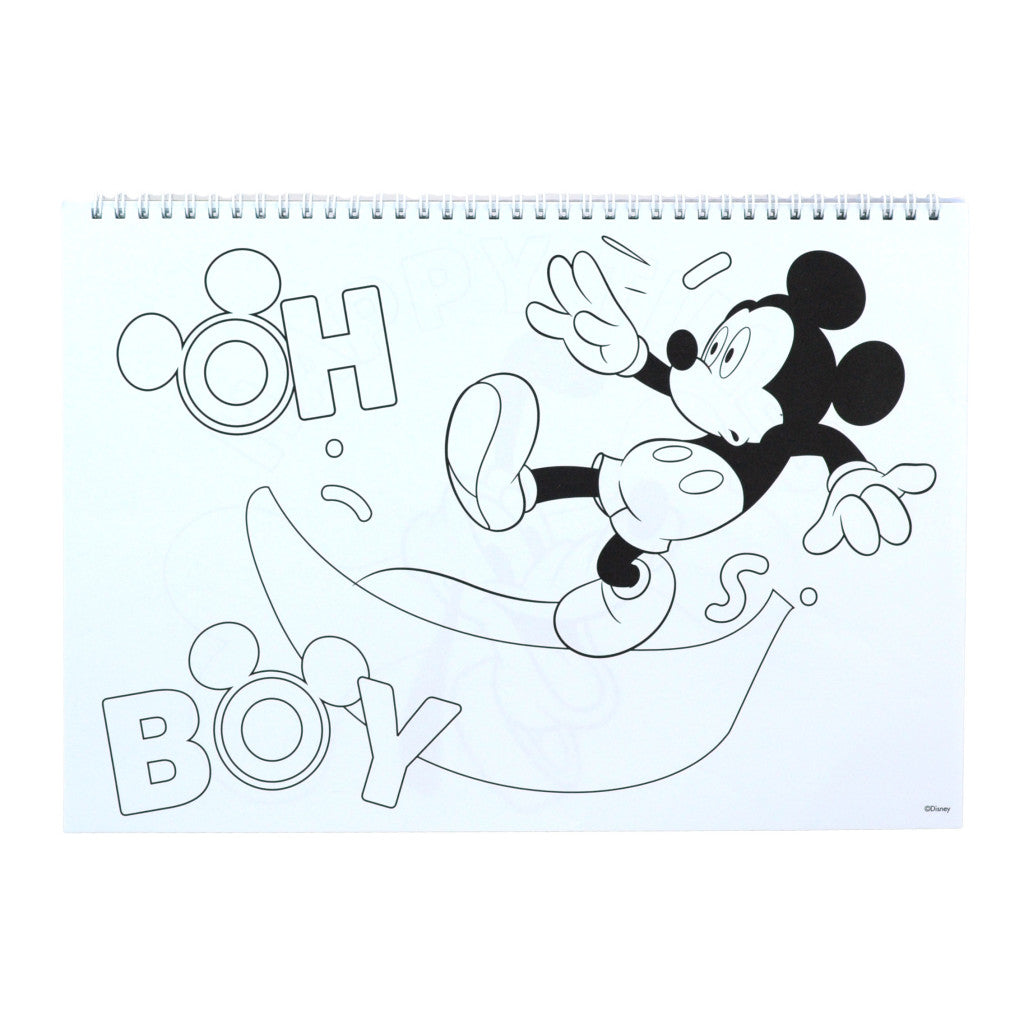 Disney Mickey Oh Boy A/4 spirālveida skicēšanas burtnīca ar 40 lapām un uzlīmēm