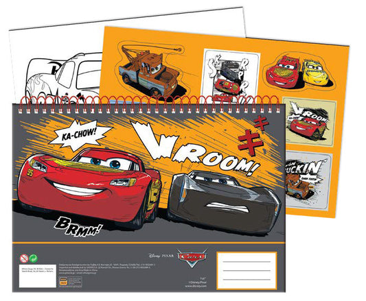 Disney Cars Vroom A/4 spirālveida skicēšanas burtnīca ar 40 lappusēm un uzlīmēm