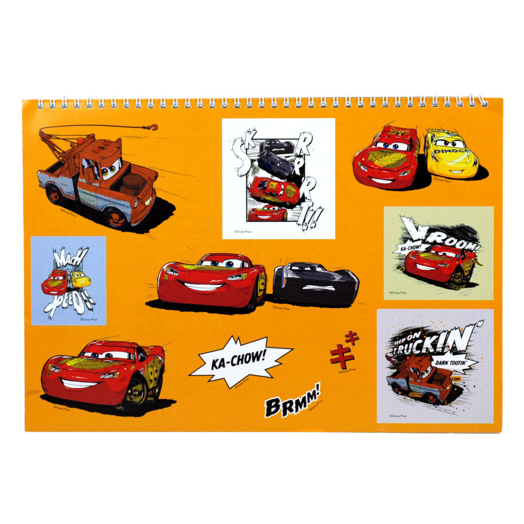 Disney Cars Vroom A/4 spirālveida skicēšanas burtnīca ar 40 lappusēm un uzlīmēm