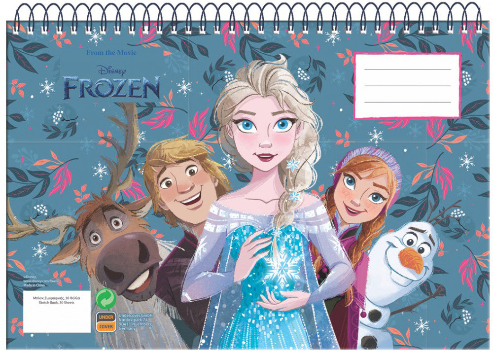 Disney Frozen Explore A/4 spirālveida skicēšanas burtnīca, 30 lapas