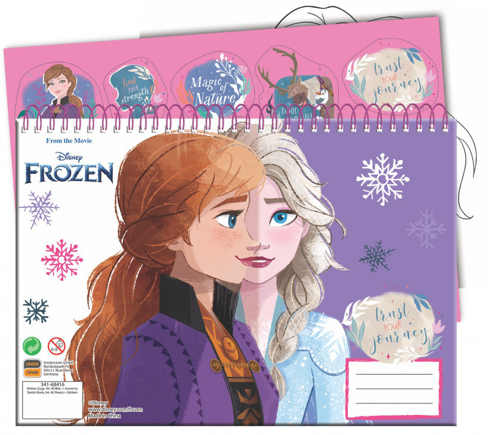 Disney Frozen Together A/4 spirālveida skicēšanas burtnīca ar 40 lappusēm un uzlīmēm