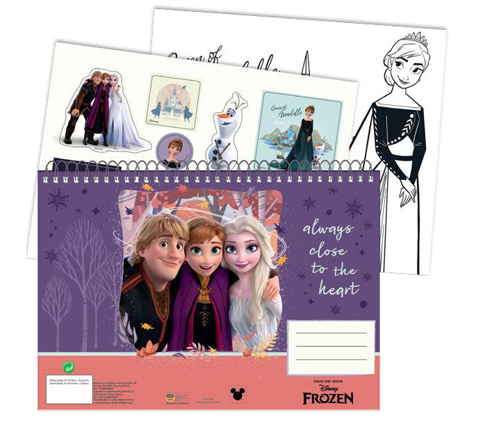 Disney Frozen Heart A/4 spirālveida skicēšanas burtnīca ar 40 lappusēm un uzlīmēm