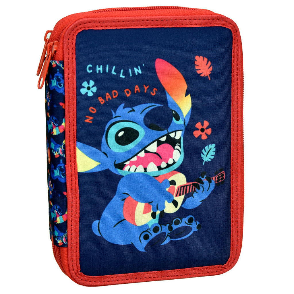 Disney Lilo un Stitch Chillin' pildītais zīmuļu maciņš, divstāvu