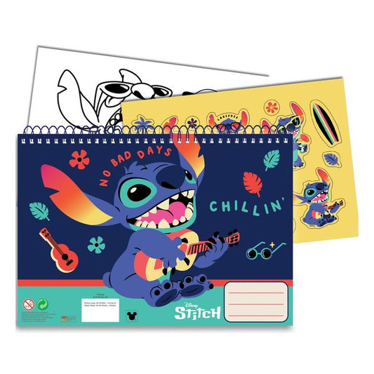 Disney Lilo un Stitch Chillin' A/4 spirālveida skicēšanas burtnīca, 40 lapas ar uzlīmēm