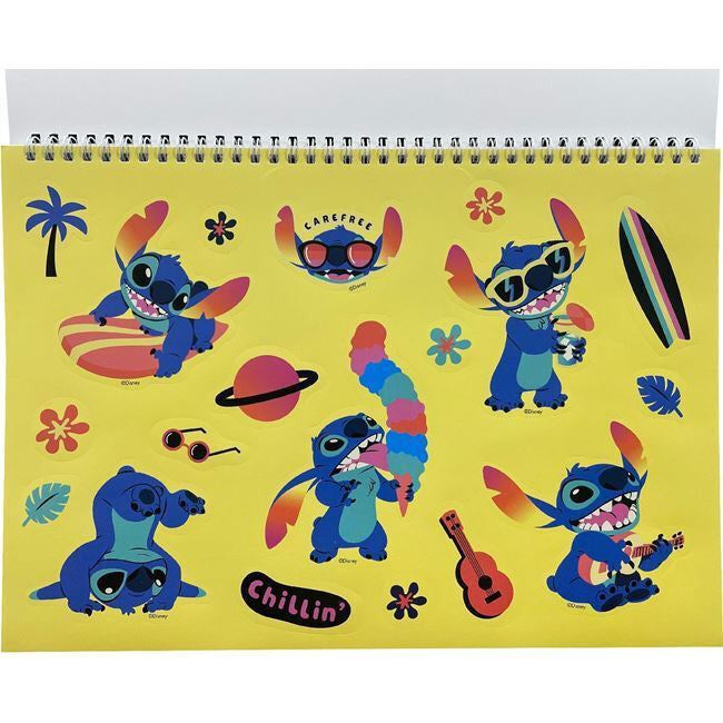 Disney Lilo un Stitch Chillin' A/4 spirālveida skicēšanas burtnīca, 40 lapas ar uzlīmēm