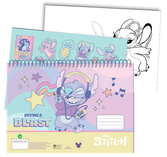 Disney Lilo un Stitch Blast A/4 spirālveida skicēšanas burtnīca ar uzlīmēm, 40 lappuses