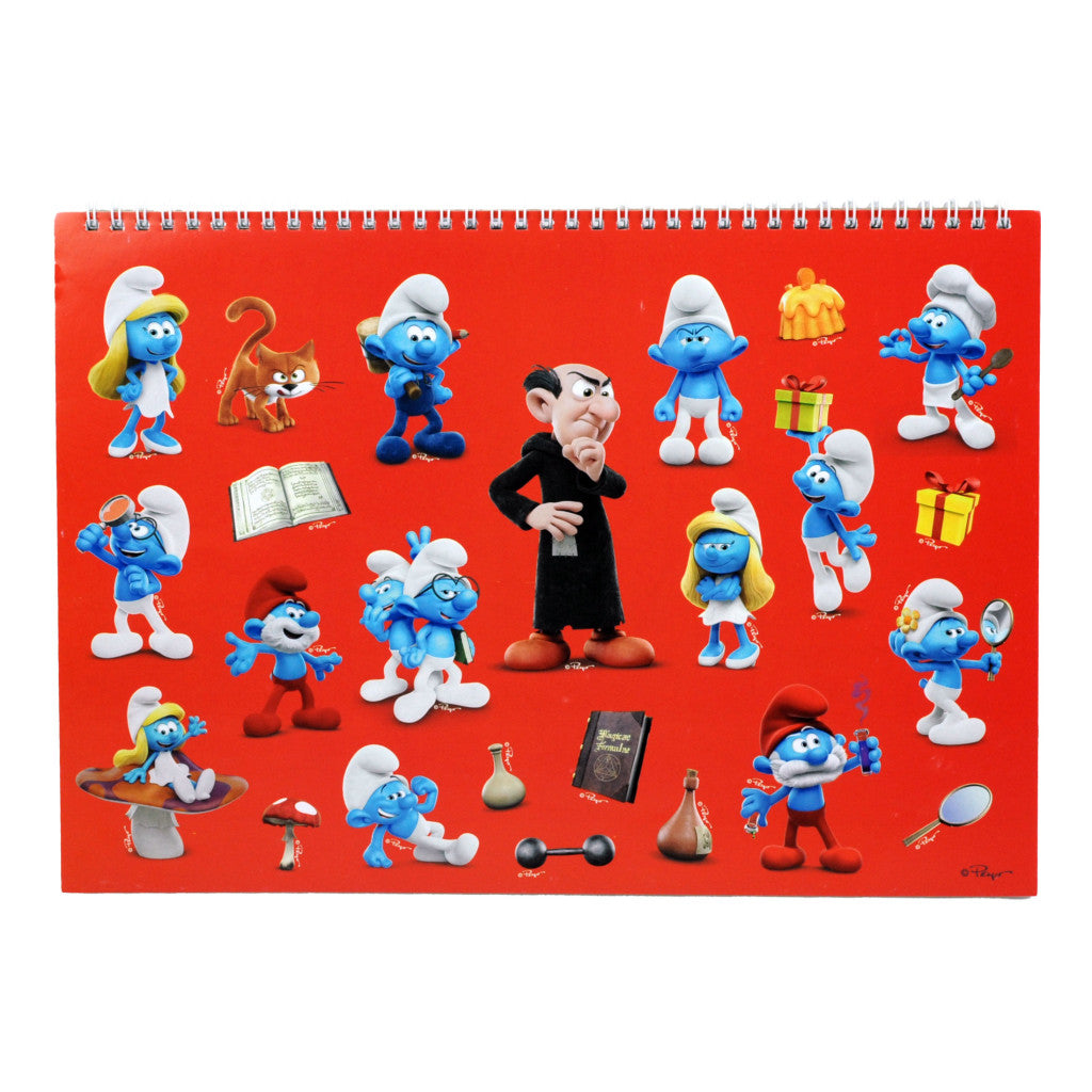 Smurfu ciemata A/4 spirālveida skicēšanas burtnīca ar 40 lapām un uzlīmēm