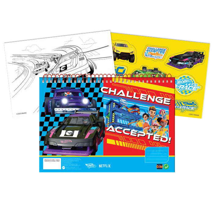 Hot Wheels Challenge A/4 spirālveida skicēšanas burtnīca ar 40 lapām un uzlīmēm
