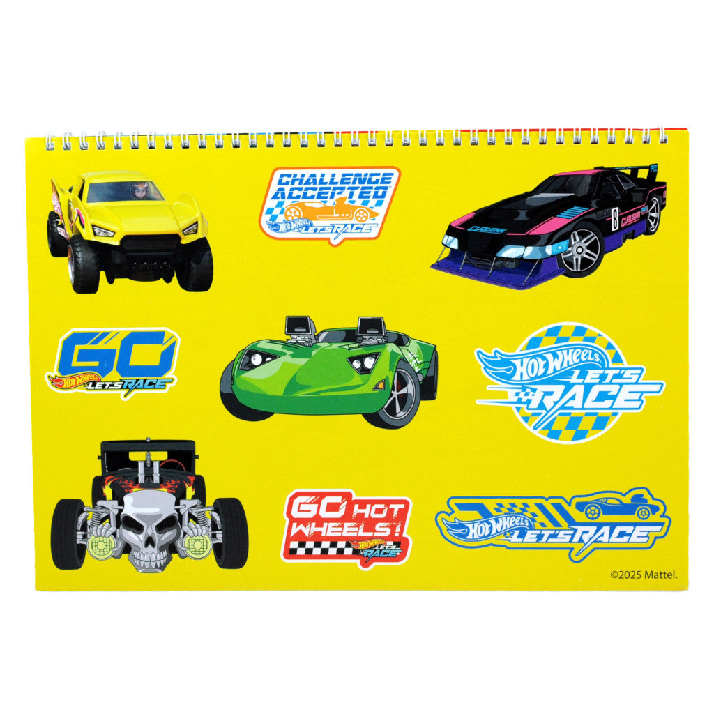 Hot Wheels Challenge A/4 spirālveida skicēšanas burtnīca ar 40 lapām un uzlīmēm