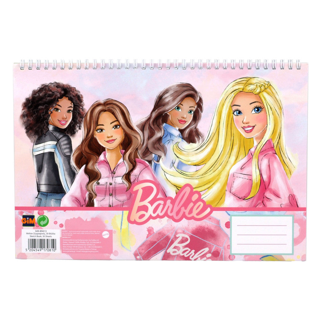 Barbie Paints A4 spirālveida skiču bloks, 30 lapas